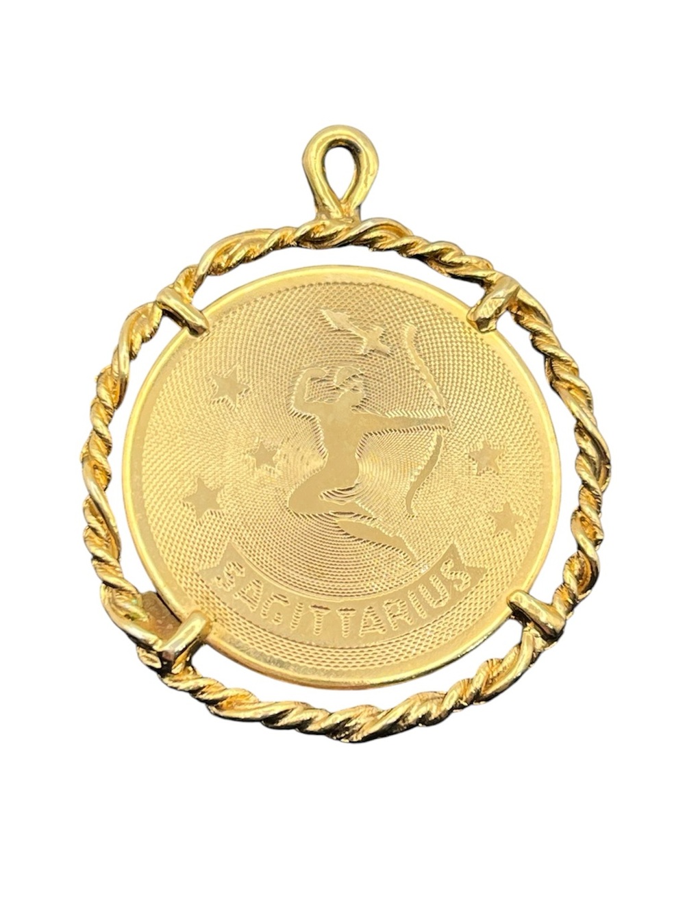 Sagittarius Zodiac Astrology Charm Pendant for necklace gold tone vintage